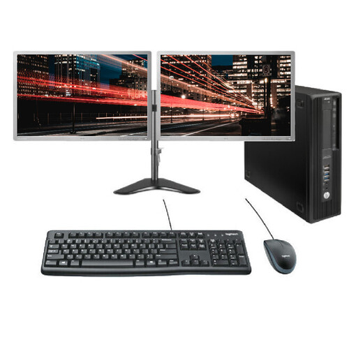 HP Z240 SFF Gaming Bundle Desktop Xeon 3.3GHz 16GB RAM 4GB GTX 1050ti + Dual 24" Monitor