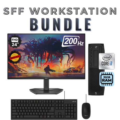 HP Z2 G4 SFF Workstation Desktop i7-8700 6-Cores 32GB RAM 512GB SSD + 24" 200Hz Monitor