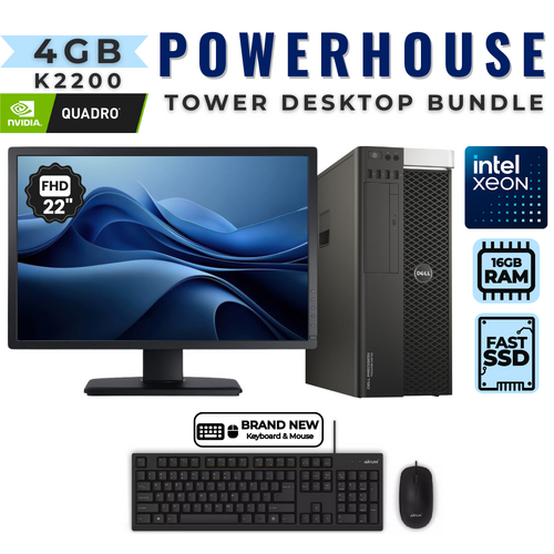 Dell Precision 5810 Tower Workstation Bundle Xeon E5-1603 16GB RAM 4GB K2200+22" Monitor
